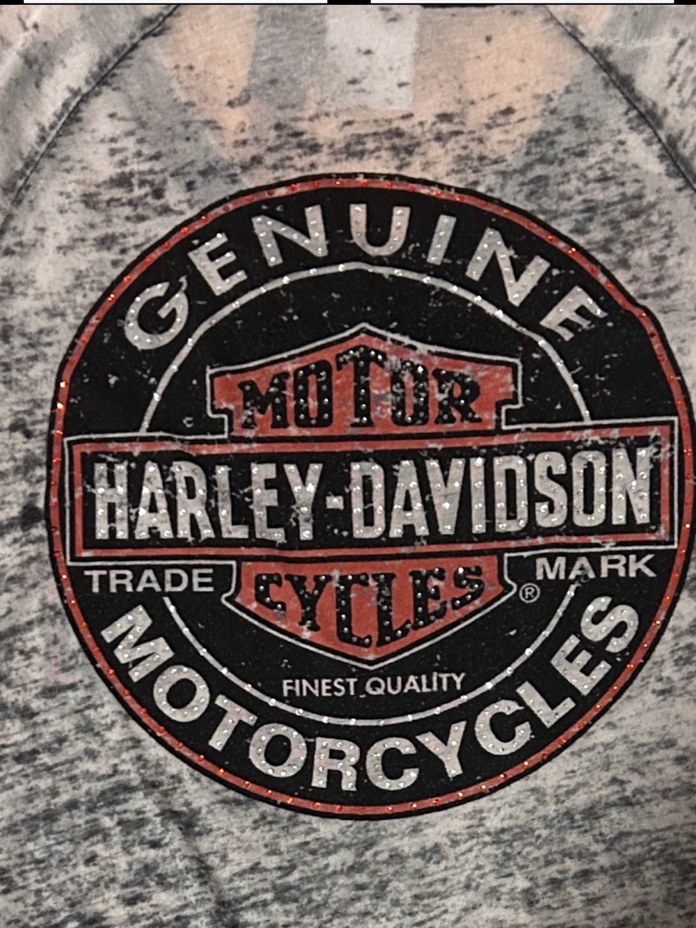 Harley-Davidson Women's Distressed V-Neck Tee in White and Orange Accents NWOT - Picture 8 of 10
